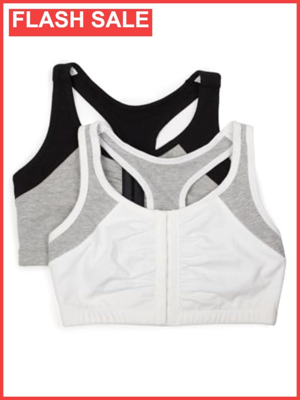 Women's Front Close Builtup Sports Bra Wire-Free Full Coverage Cotton Racerback